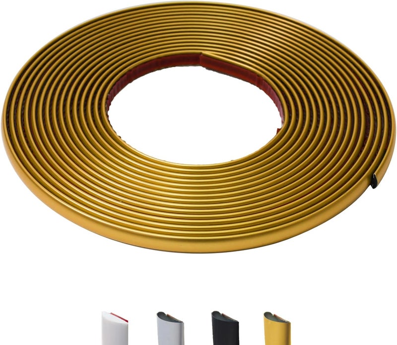 JSIWOTH 26.2 Ft Peel and Stick Wall Molding Trim, D-Shape Flexible Molding Trim Matte Gold for Backsplash, Mirror, Wall, Window & Door Frames, Waterproof Self Adhesive Trim(W:0.4", T:0.1") - Image 1